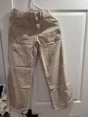 American Eagle Outfitters Cream Wide Leg Utility Pants